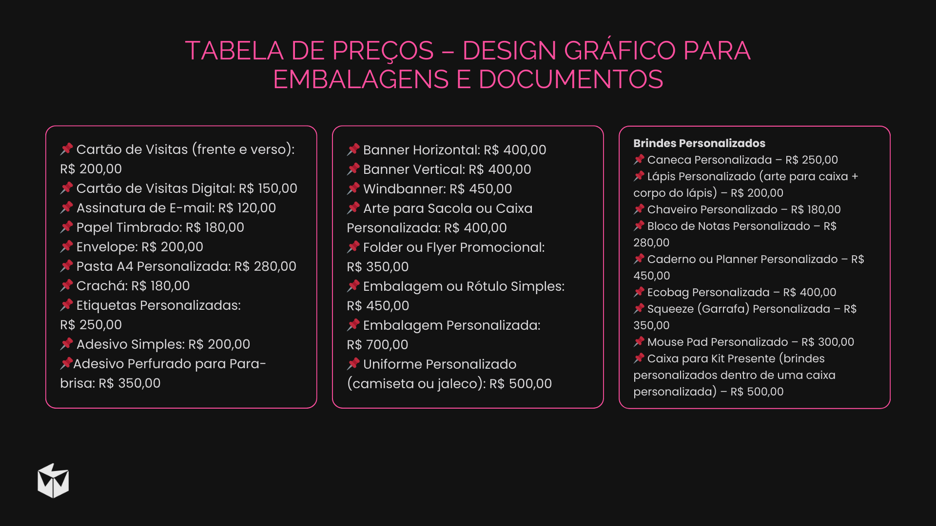 Catálogo de serviços