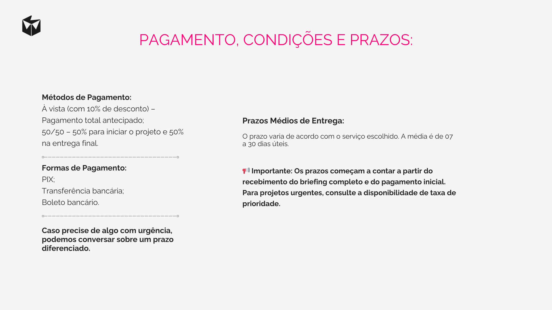 Catálogo de serviços